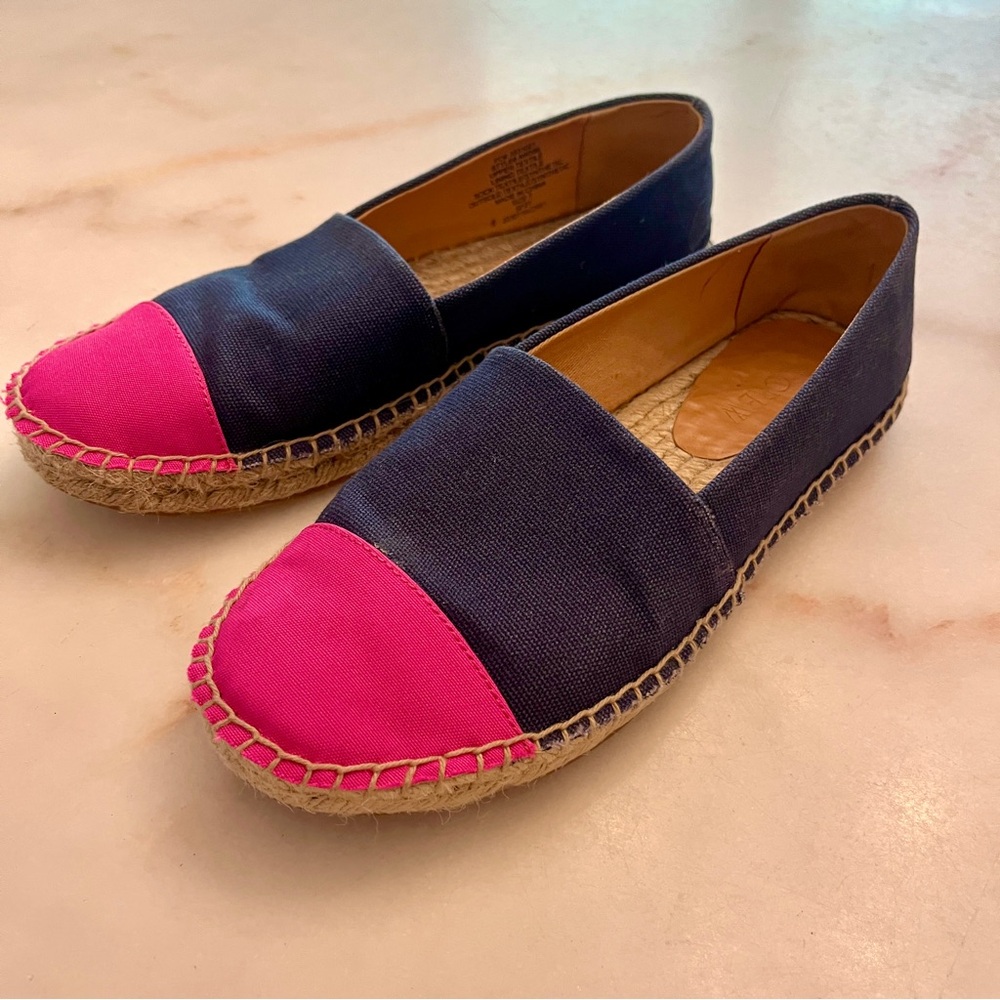 J Crew Colorblock Canvas Espadrilles‎ Navy and Pink Size 7 - Picture 5 of 12